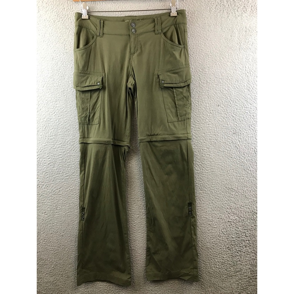 Prana Convertible Olive Green Hiking Travel Cargo Pants Womens‎ Size 4